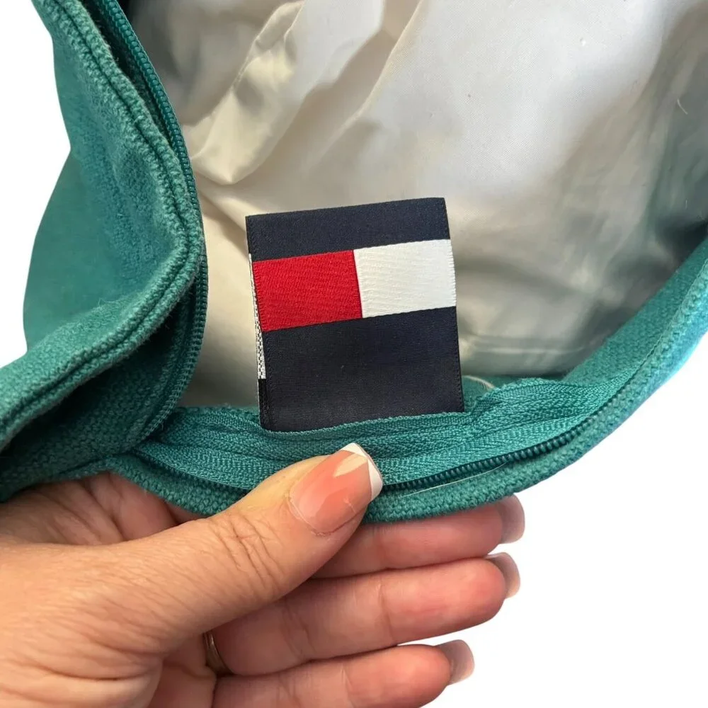 Tommy Hilfiger Goose Down Throw Pillow Green Rectangular Zipper Closure Bedding